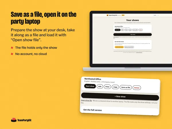 Save as file and Open show file in the show list